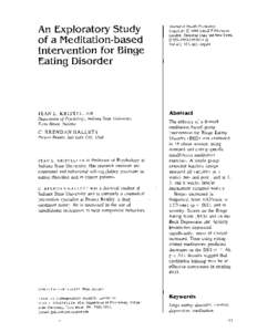 An Exploratory Study of a Meditation-based Intervention for Binge Eating Disorder  Journal ol Health Psychology