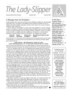 The Lady-Slipper Kentucky Native Plant Society Number 18:2  Summer 2003