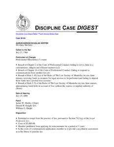 Discipline Case Digest Index  Law Society Home Page Case[removed]AARON ADRION DOUGLAS HOFFER