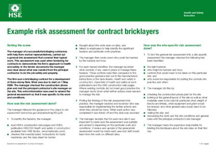 Example risk assessment: Bricklayers