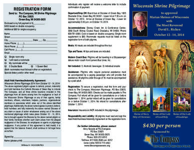 (Copy or Clip This Form)  REGISTRATION FORM .  Departure/Drop Off: Board bus at Diocese of Green Bay, 1825