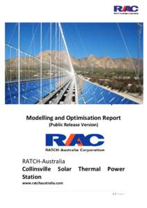 Initial Plant Assessment Report Modelling and Optimisation Report (Public Release Version) RATCH-Australia Collinsville Solar