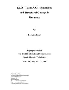 ECO - Taxes, CO2 - Emissions and Structural Change in Germany by Bernd Meyer