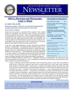 NEVADA STATE BOARD OF MEDICAL EXAMINERS  NEWSLETTER VOLUME 54