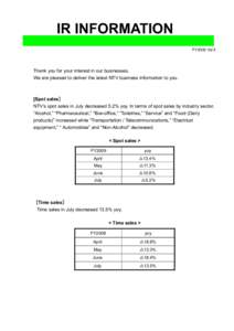 IR INFORMATION FY2009 Vol.4 Thank you for your interest in our businesses. We are pleased to deliver the latest NTV business information to you.