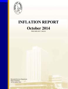 INFLATION REPORT October 2014 PRELIMINARY TABLES Research Services Department Bank of Jamaica