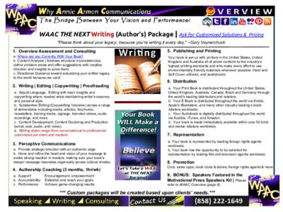 WAAC THE NEXT Writing (Author’s) Package | Ask for Customized Solutions &  Pricing 