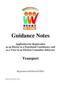 Guidance Notes Application for Registration as an Elector in a Functional Constituency and as a Voter in an Election Committee Subsector  Transport