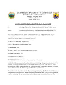 24 Hour Report/Fatality on Mackay Island NWR