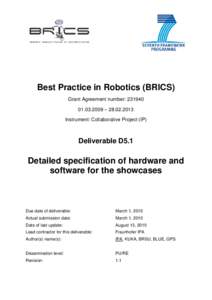 Best Practice in Robotics (BRICS) Grant Agreement number: [removed] – [removed]Instrument: Collaborative Project (IP)  Deliverable D5.1