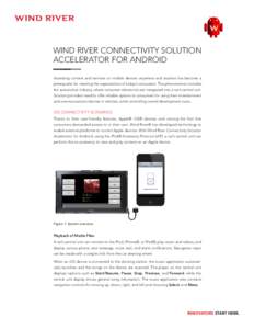 WIND RIVER CONNECTIVITY SOLUTION ACCELERATOR FOR ANDROID Accessing content and services on mobile devices anywhere and anytime has become a prerequisite for meeting the expectations of today’s consumers. This phenomeno