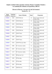 Replies to initial written questions raised by Finance Committee Members in examining the Estimates of Expenditure[removed]Director of Bureau : Secretary for the Environment Session No. : 12 Reply Serial No.