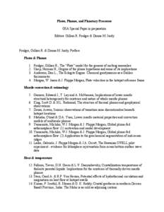 Plates, Plumes, and Planetary Processes GSA Special Paper in preparation Editors: Gillian R. Foulger & Donna M. Jurdy Foulger, Gillian R. & Donna M. Jurdy, Preface Plates & Plumes