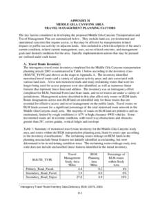 MIDDLE GILA CANYONS AREATRAVEL MANAGEMENT PLANNING FACTORS