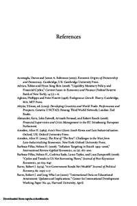 References  Acemoglu, Daron and James A. RobinsonEconomic Origins of Dictatorship and Democracy. Cambridge, UK: Cambridge University Press. Adrian, Tobias and Hyun Song Shin (2008). “Liquidity, Monetary Policy