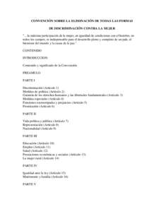 CONVENCIÓN SOBRE LA ELIMINACIÓN DE TODAS LAS FORMAS DE DISCRIMINACIÓN CONTRA LA MUJER 