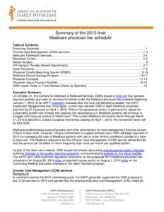 AAFP Executive Summary of the 2015 Medicare Physician Fee Schedule - November 5, 2014
