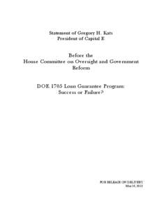 Energy in the United States / Energy economics / United States Department of Energy / Gregory Kats / Sustainable energy / Loan guarantee / Advanced Technology Vehicles Manufacturing Loan Program / Renewable energy in the United States / Renewable energy commercialization / Energy / Government / Energy policy