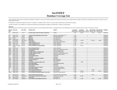 SocINDEX Database Coverage List 