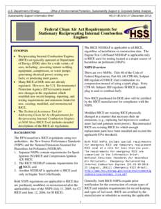 Federal Clean Air Act Requirements for Stationary Reciprocating Internal Combustion Engines