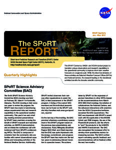 National Aeronautics and Space Administration  SPoRT Quarterly Jan. – Mar[removed]The SPoRT