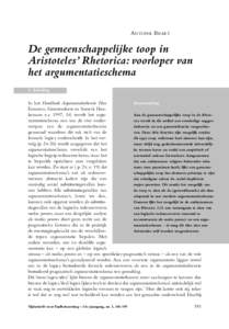 ANTOINE BRAET  De gemeenschappelijke toop in Aristoteles’ Rhetorica: voorloper van het argumentatieschema 1. Inleiding