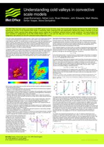 Understanding cold valleys in convective scale models Jorge Bornemann, Adrian Lock, Stuart Webster, John Edwards, Mark Weeks, Simon Vosper, Steve Derbyshire  The Met Office has been using a convective scale NWP system fo