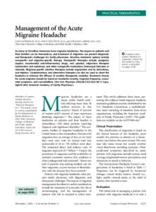 Management of the Acute Migraine Headache  -- American Family Physician