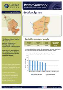 JanuaryThe Loddon System supplies the towns of: Bealiba, Bridgewater, Dunolly, Inglewood,