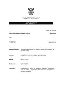 THE SUPREME COURT OF APPEAL REPUBLIC OF SOUTH AFRICA JUDGMENT  Case No: 479/08