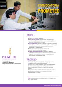 CONVOCATORIA  PERFIL INVESTIGADOR PROMETEO junio 2016