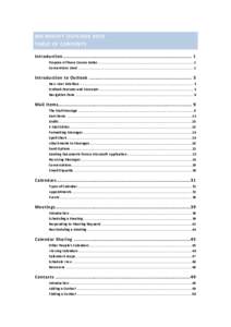 MICROSOFT OUTLOOK 2010 TABLE OF CONTENTS Introduction .................................................................................... 1 Purpose of these Course Notes .................................................