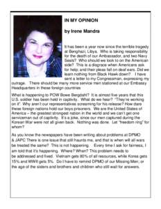 IN MY OPINION by Irene Mandra