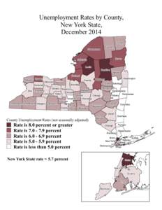 Unemployment Rates by County, New York State, December 2014 Franklin  St Lawrence