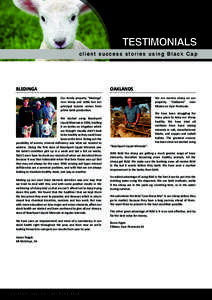 TESTIMONIALS client success stories using Black Cap BLEDINGA  OAKLANDS