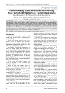 Lidia Calugaru et al. - Somatosensory Evoked Potentials in Predicting Motor Deficit After Stroke  Original Paper Somatosensory Evoked Potentials in Predicting Motor Deficit after Ischemic or Hemorrhagic Stroke LIDIA CALU