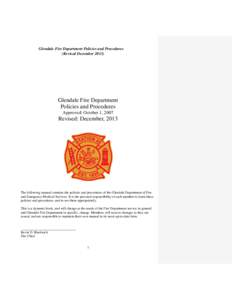 Glendale Fire Department Policies and Procedures (Revised DecemberGlendale Fire Department Policies and Procedures Approved: October 1, 2007