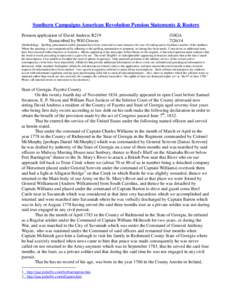 Southern Campaigns American Revolution Pension Statements & Rosters Pension application of David Andress R219 Transcribed by Will Graves f10GA[removed]