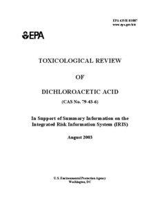 Toxicological Review of Dichloroacetic Acid (PDF)