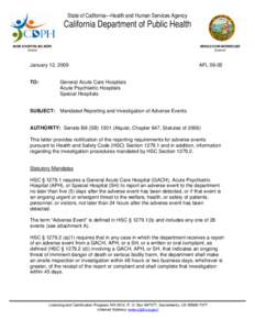 State of California—Health and Human Services Agency  California Department of Public Health MARK B HORTON, MD, MSPH Director