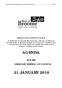 Agenda - Ordinary Meeting of Council 21 JanuaryPage 1 MISSION AND VALUES OF COUNCIL 