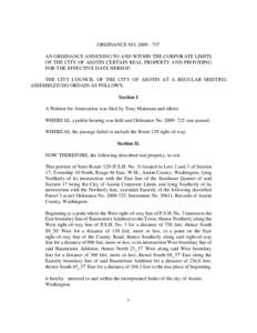 ORDINANCE NO[removed]AN ORDINANCE ANNEXING TO AND WITHIN THE CORPORATE LIMITS OF THE CITY OF ASOTIN CERTAIN REAL PROPERTY AND PROVIDING FOR THE EFFECTIVE DATE HEREOF: THE CITY COUNCIL OF THE CITY OF ASOTIN AT A REGUL