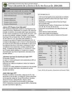 DEPARTAMENTO DE EDUCACIÓN PÚBLICA DE NUEVO MEXICO  TARJETA DESEMPEÑO DE LA DISTRICTO EN EL AÑO ESCOLAR DE[removed]GADSDEN INDEPENDENT SCHOOLS  Printed[removed]