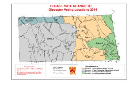 PLEASE NOTE CHANGE TO Glocester Voting Locations 2014 District 3 VOTE HERE