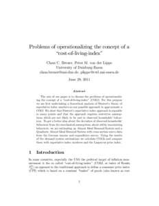 Problems of operationalizing the concept of a “cost-of-living-index” Claus C. Breuer, Peter M. von der Lippe University of Duisburg-Essen ,  June 28, 2011