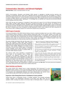 COMMUNICATION, EDUCATION, & OUTREACH HIGHLIGHTS  Communication, Education, and Outreach Highlights Mark Benthien, SCEC Associate Director for CEO SCEC’s Communication, Education, and Outreach (CEO) program is organized