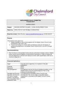 DEVELOPMENT POLICY COMMITTEE 2 October 2014 AGENDA ITEM 9 Subject  MALDON DISTRICT COUNCIL – LOCAL DEVELOPMENT PLAN