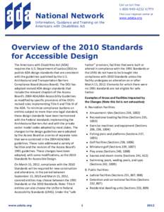 Call us toll-free  Overview of the 2010 Standards for Accessible Design National Network