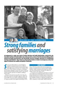 Picture: Andrew Chapman  REVIEW OF THE LITERATURE Strong families and satisfying marriages