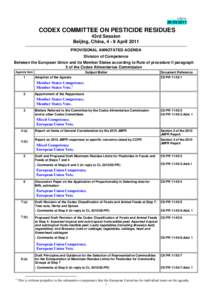 CRD N°:  [removed]CODEX COMMITTEE ON PESTICIDE RESIDUES 43rd Session